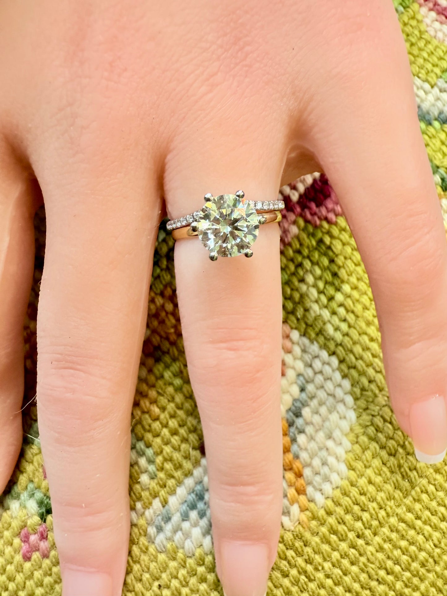 14K gold pave cured wedding band simplistic