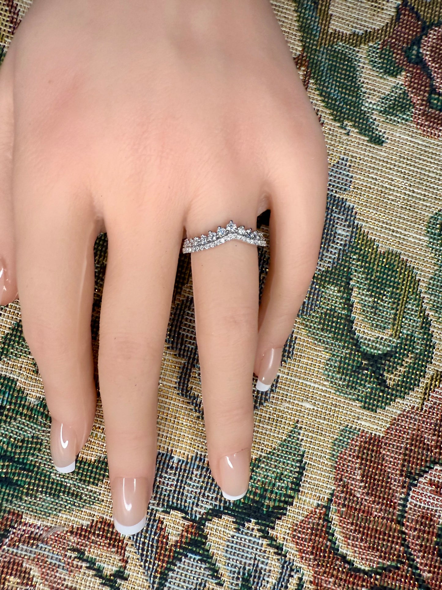 14K gold lab diamonds goddess curved wedding band