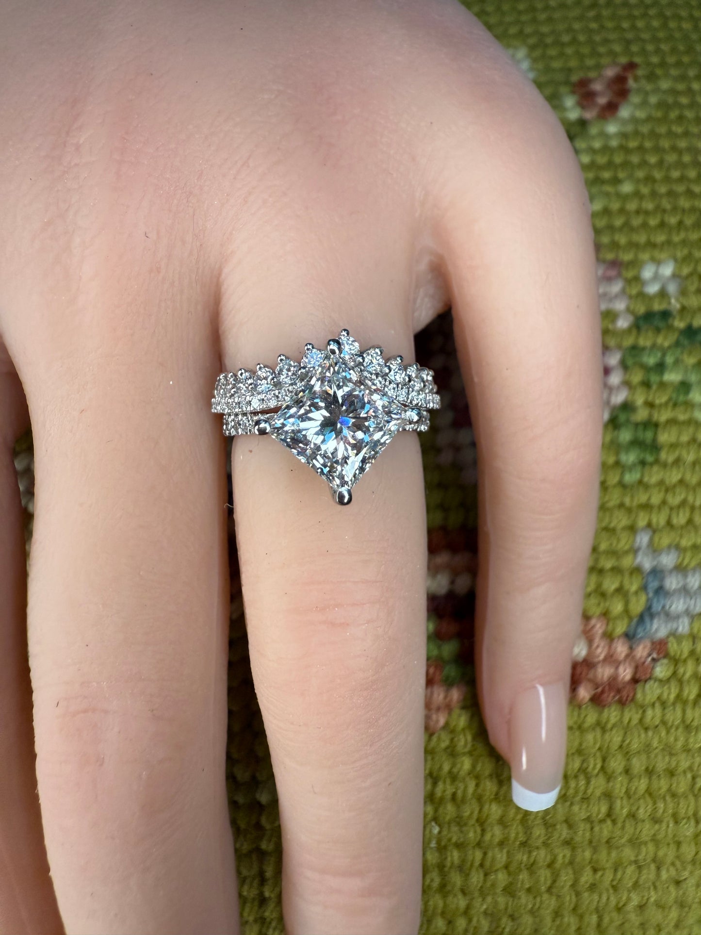 14K gold lab diamonds goddess curved wedding band