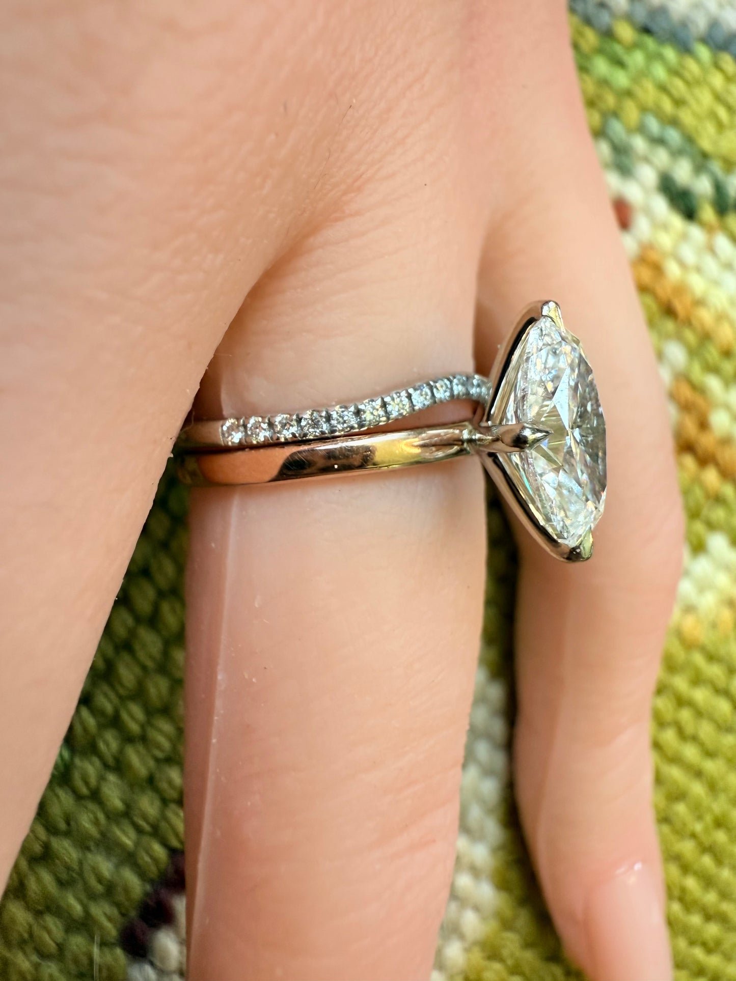 14K gold pave cured wedding band simplistic
