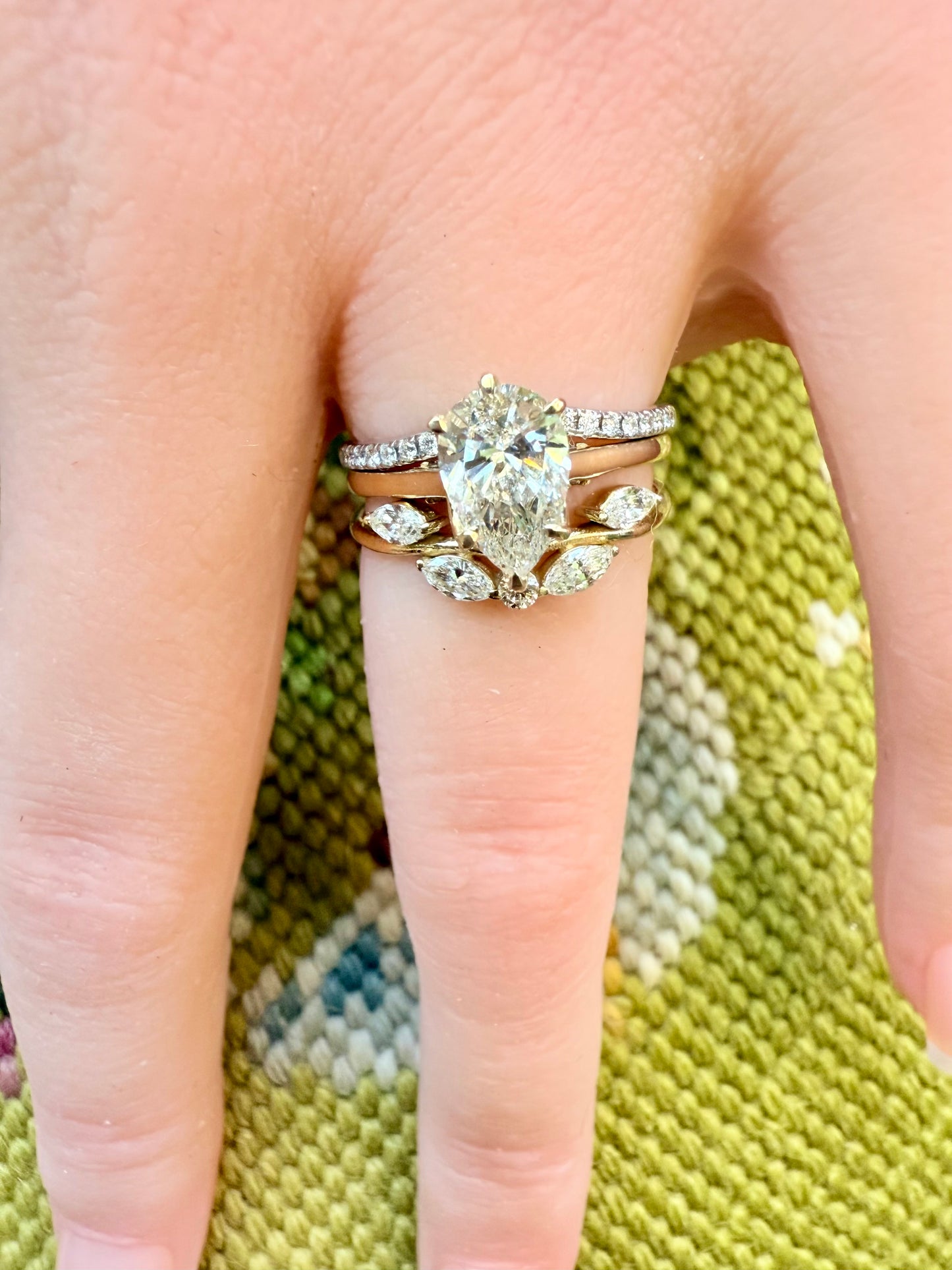 14K gold pave cured wedding band simplistic