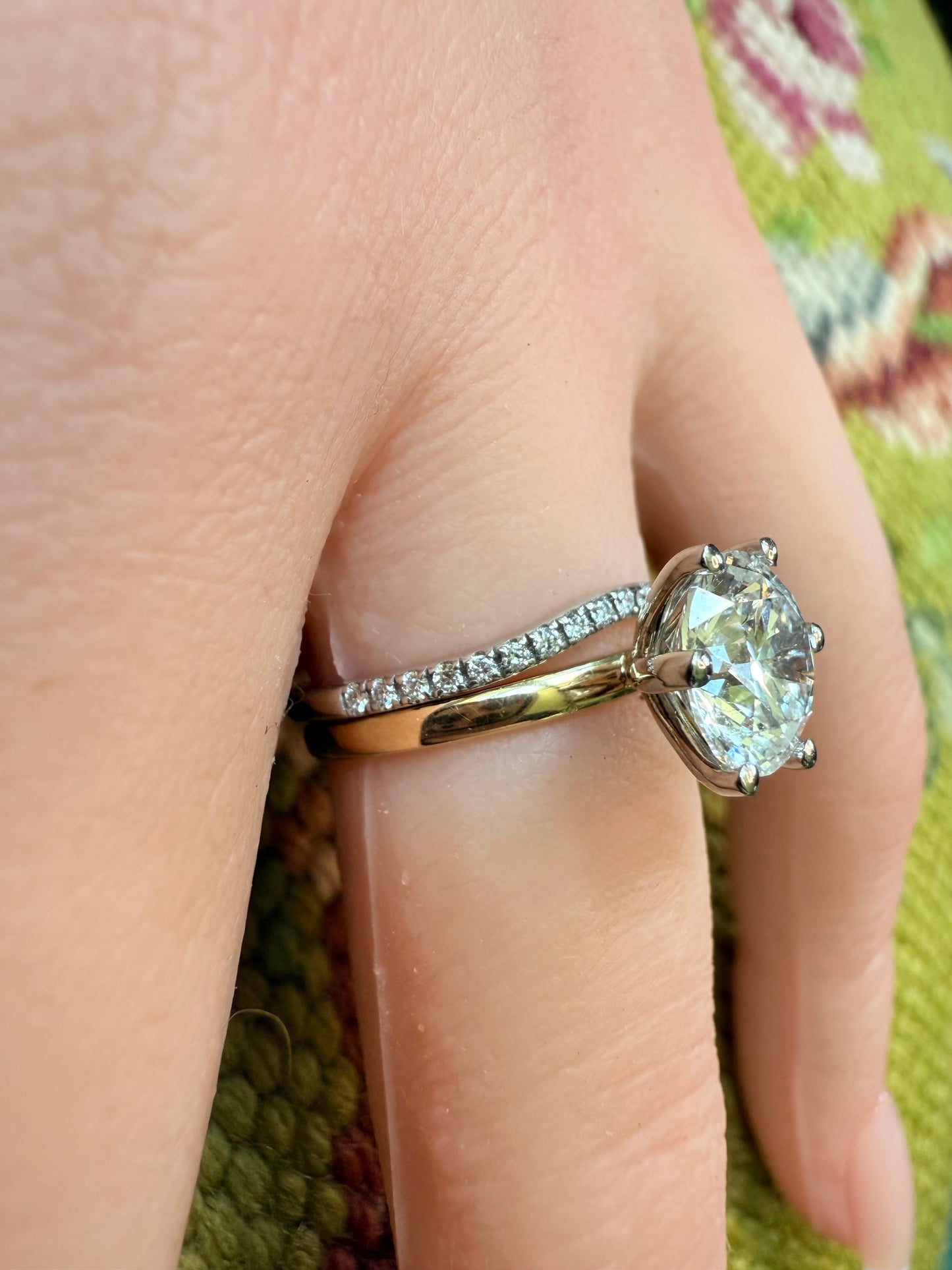 14K gold pave cured wedding band simplistic