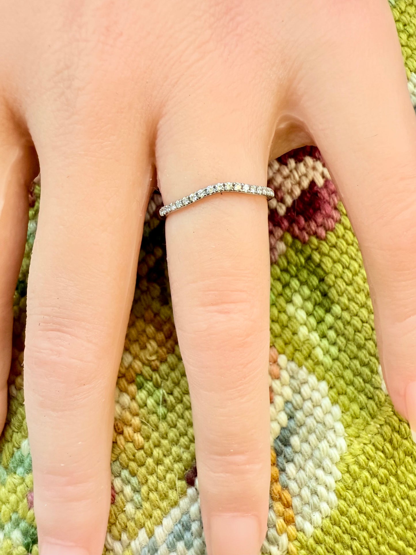 14K gold pave cured wedding band simplistic