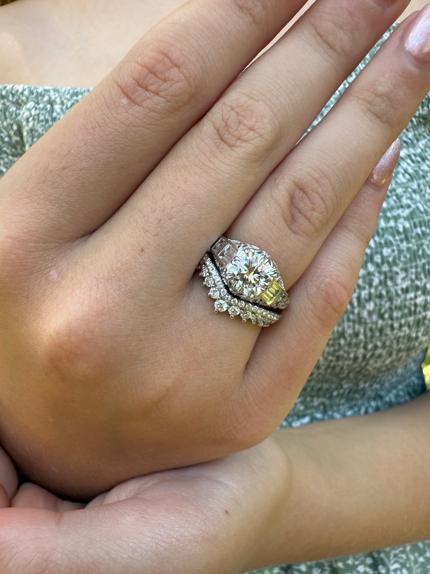 14K gold lab diamonds goddess curved wedding band