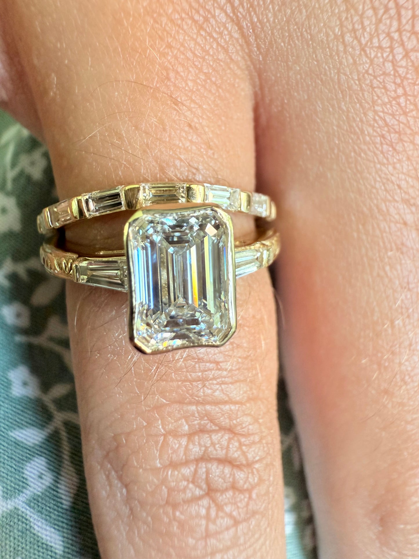 Rose, white and yellow gold. baguettes, antique, custom, unique, curved, wedding band, 14K gold