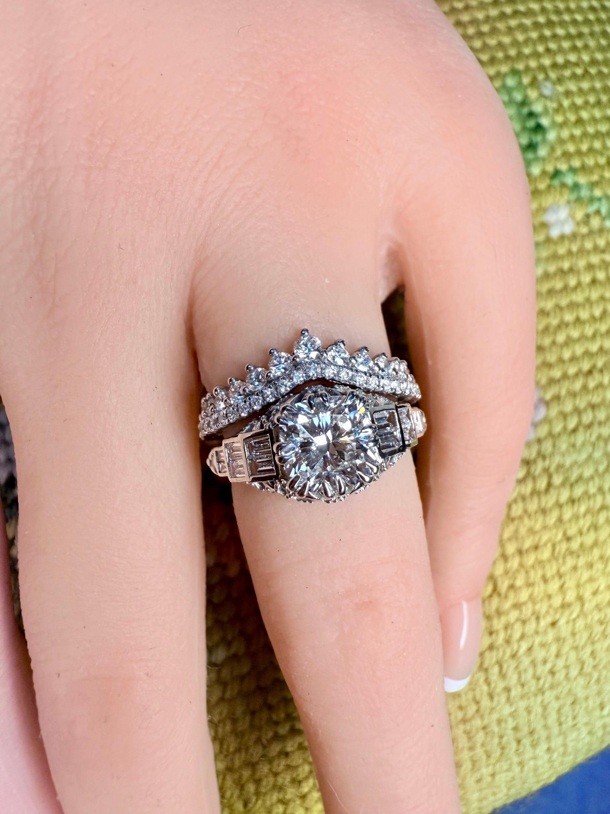 14K gold lab diamonds goddess curved wedding band 