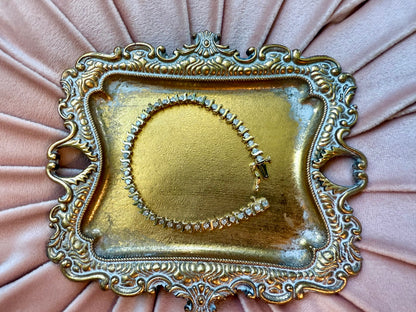 Vintage diamond tennis bracelet 14K yellow gold lab diamonds art deco unique elegant round diamonds sparkle feminine 