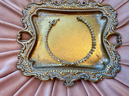 Vintage diamond tennis bracelet 14K yellow gold lab diamonds art deco unique elegant round diamonds sparkle feminine 
