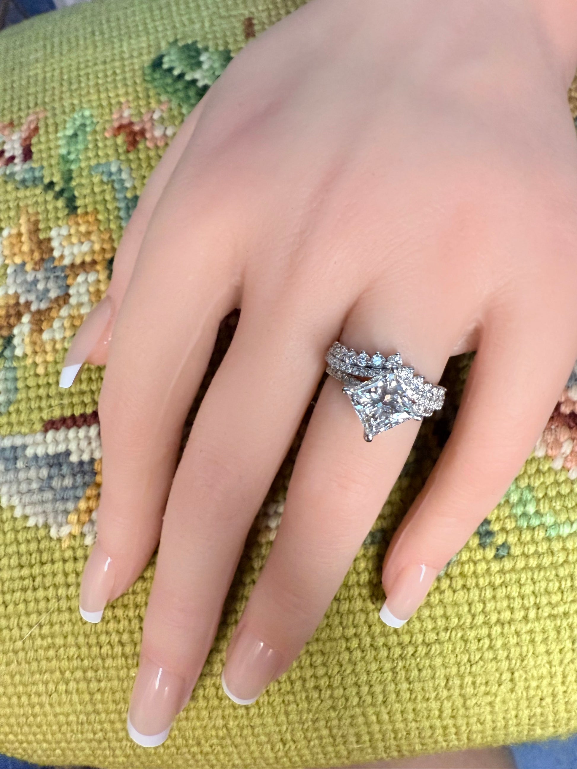 14K gold lab diamonds goddess curved wedding band 