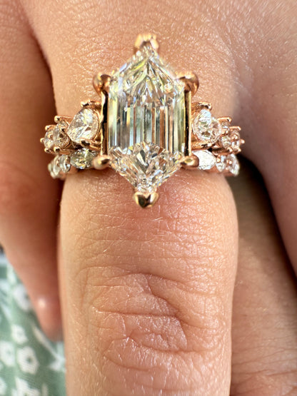 14K gold open gap design wedding band lab diamonds eco friendly vintage chic marquise diamonds unique stacking band 
