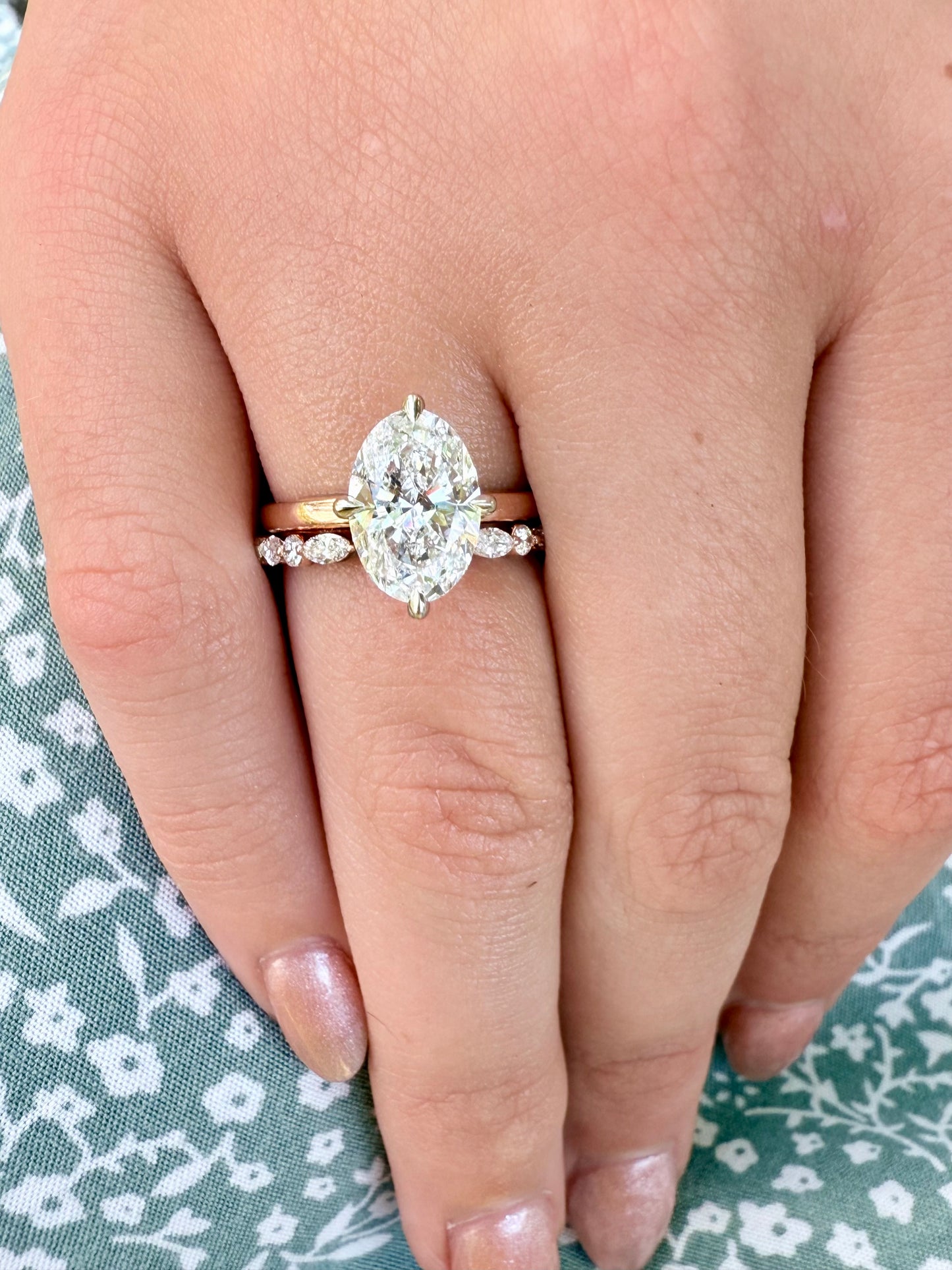 14K gold open gap design wedding band lab diamonds eco friendly vintage chic marquise diamonds unique stacking band 