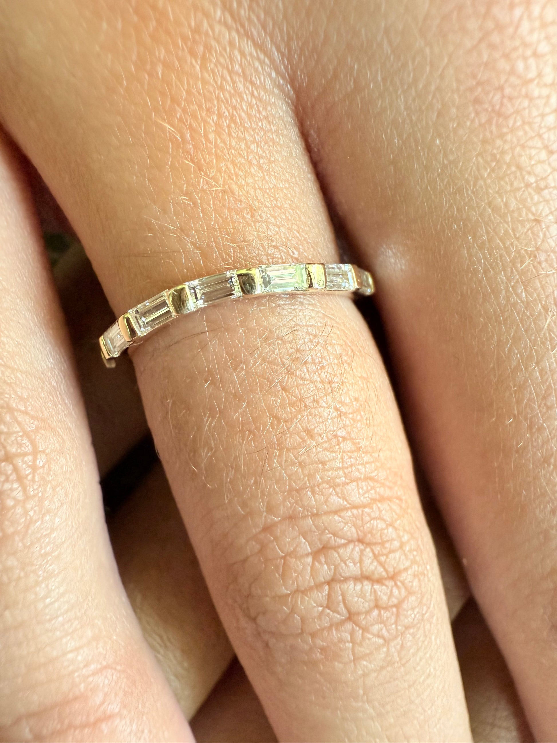Rose, white and yellow gold. baguettes, antique, custom, unique, curved, wedding band, 14K gold