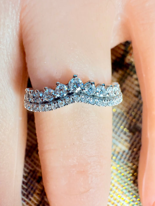 14K gold lab diamonds goddess curved wedding band 
