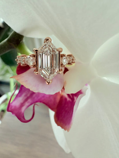 Lab Hexagon Diamonds 14K rose gold white gold yellow gold made to order unique step cut 