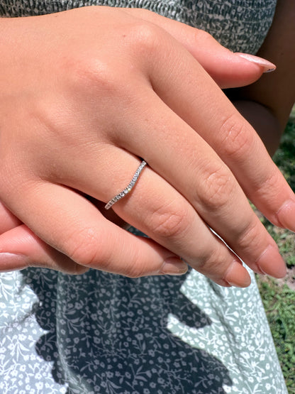 14K gold pave cured wedding band simplistic 
