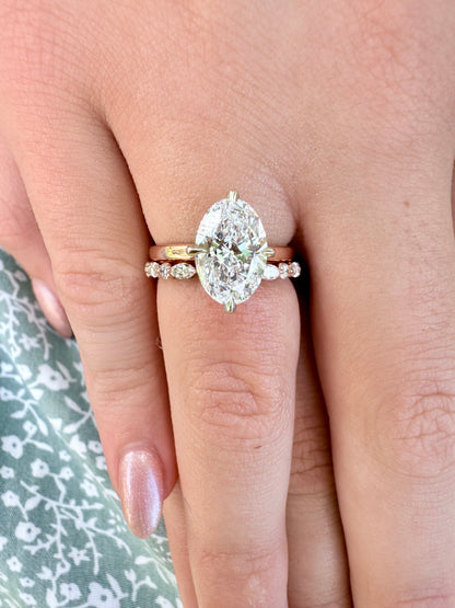 14K gold open gap design wedding band lab diamonds eco friendly vintage chic marquise diamonds unique stacking band 