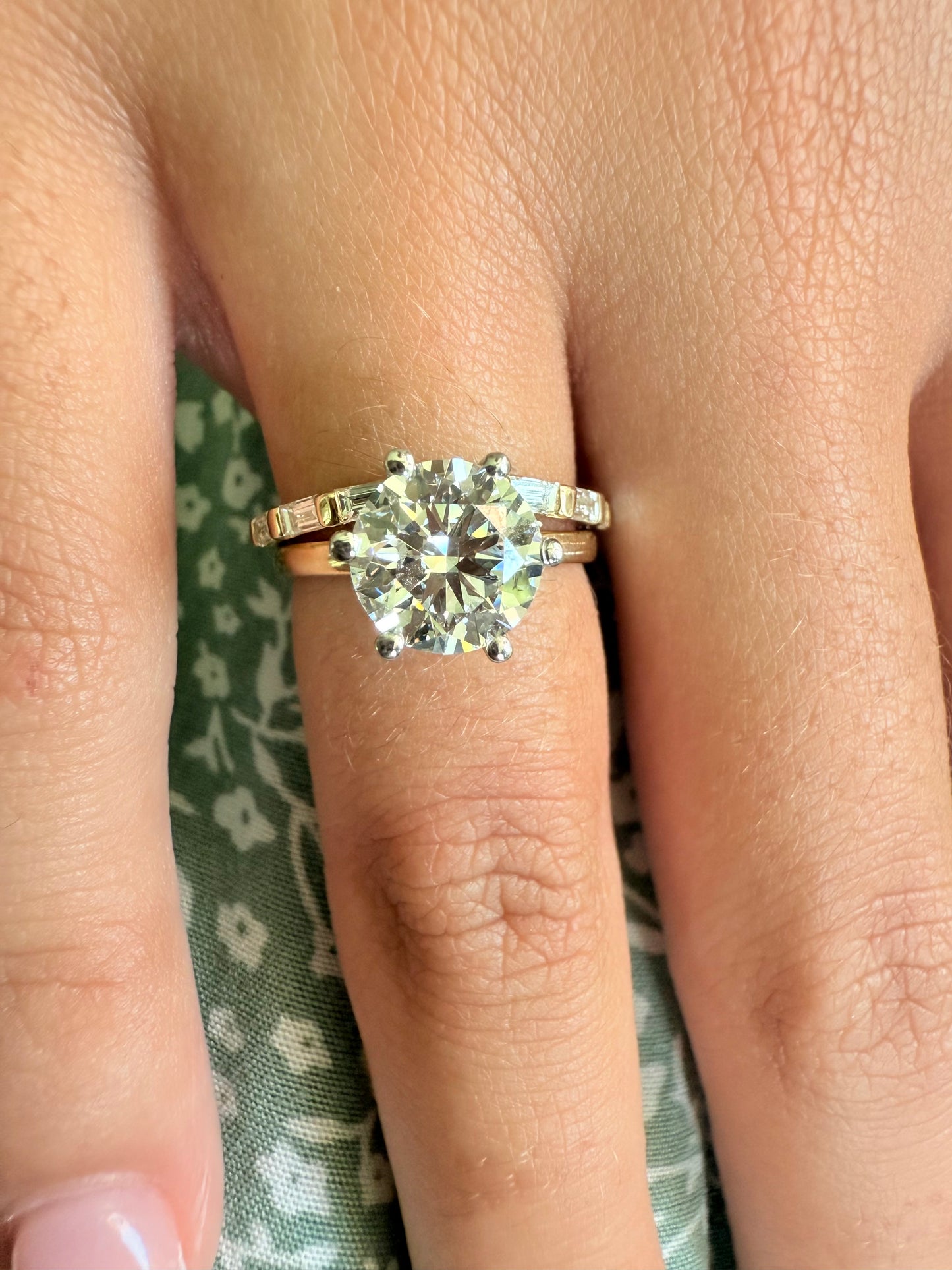 Rose, white and yellow gold. baguettes, antique, custom, unique, curved, wedding band, 14K gold