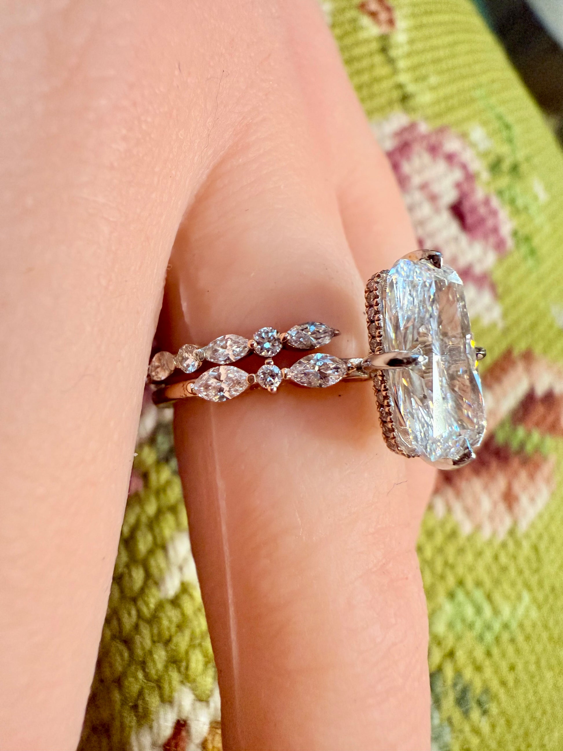14K gold open gap design wedding band lab diamonds eco friendly vintage chic marquise diamonds unique stacking band 