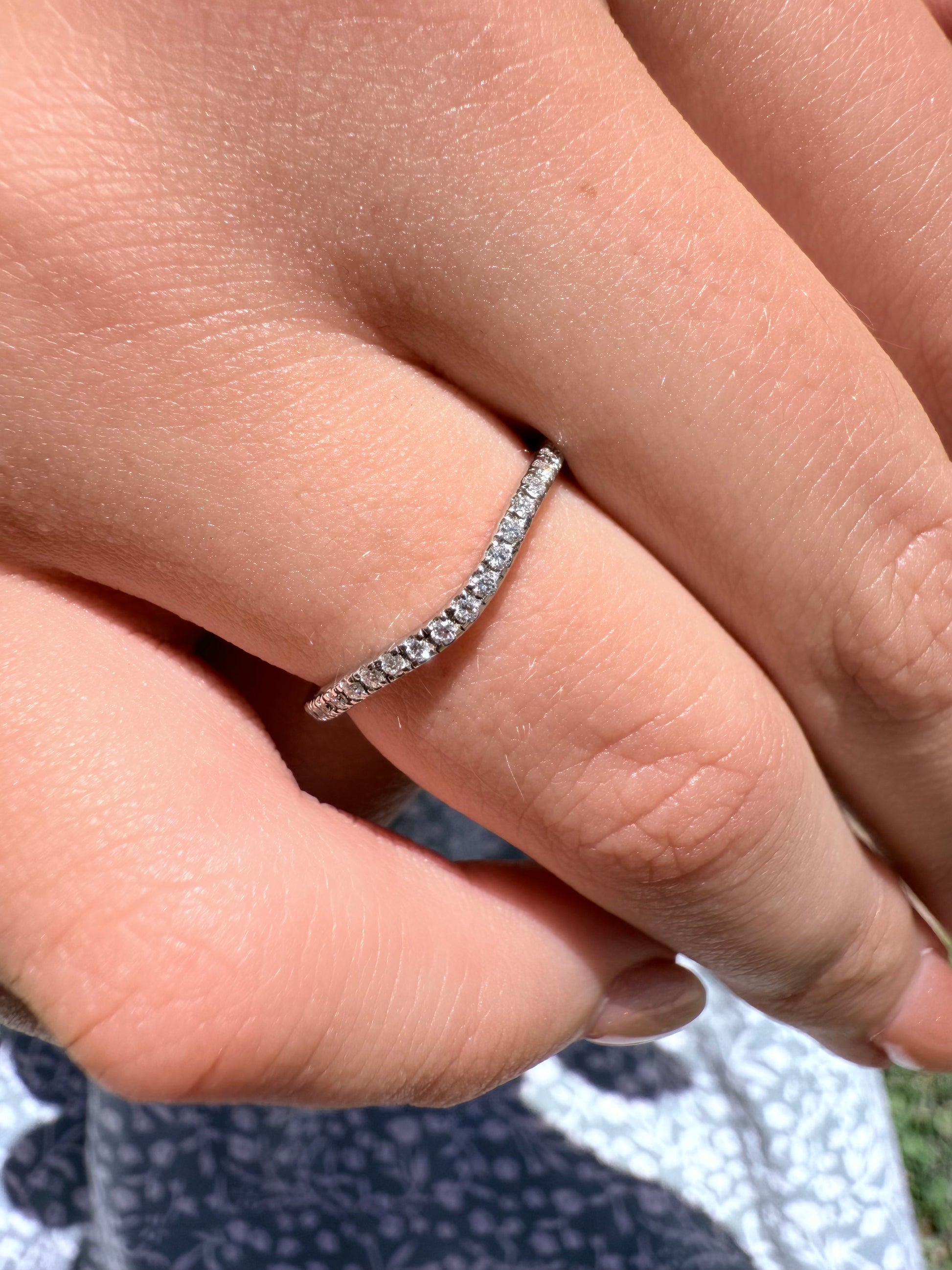 14K gold pave cured wedding band simplistic 