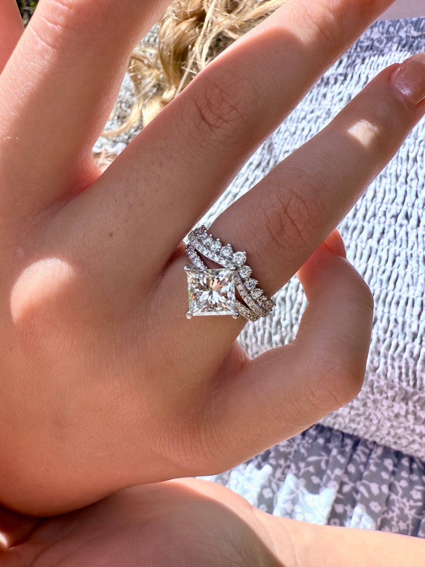 14K gold lab diamonds goddess curved wedding band 