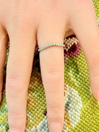 14K gold pave cured wedding band simplistic 