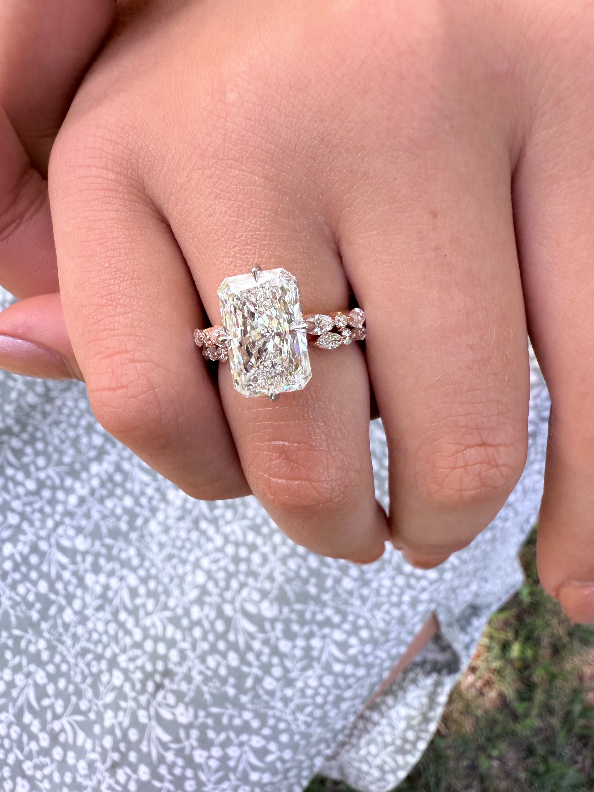 14K gold open gap design wedding band lab diamonds eco friendly vintage chic marquise diamonds unique stacking band 