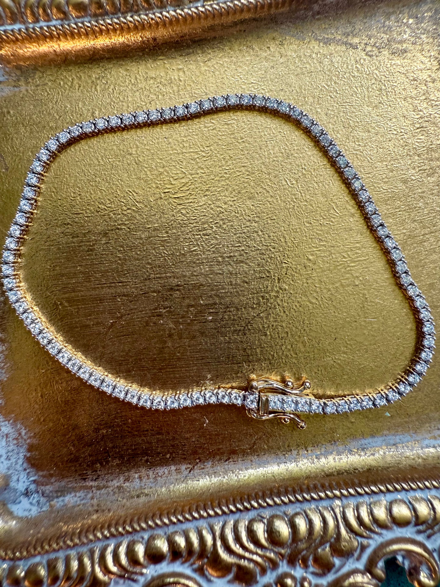 14K gold tennis bracelet lab diamonds