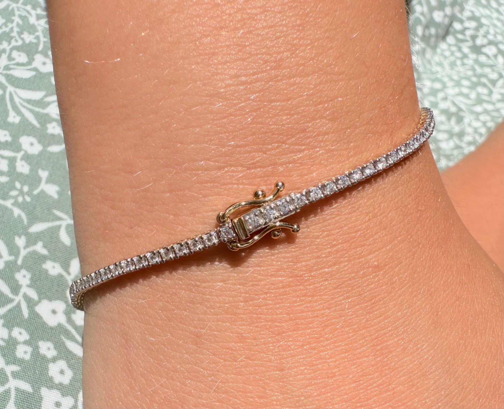 14K gold tennis bracelet lab diamonds