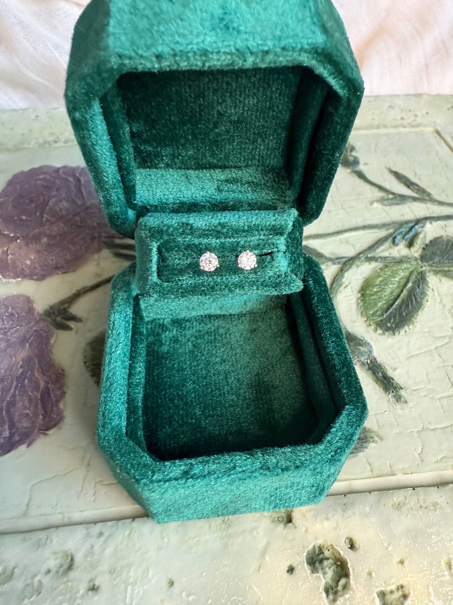 3 prong martini setting lab diamond earring studs