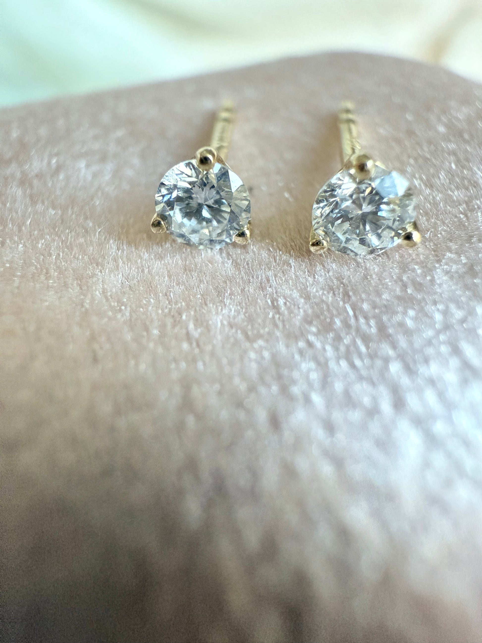 3 prong martini setting lab diamond earring studs
