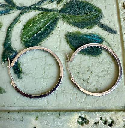 14K white gold lab diamond hoop earrings 