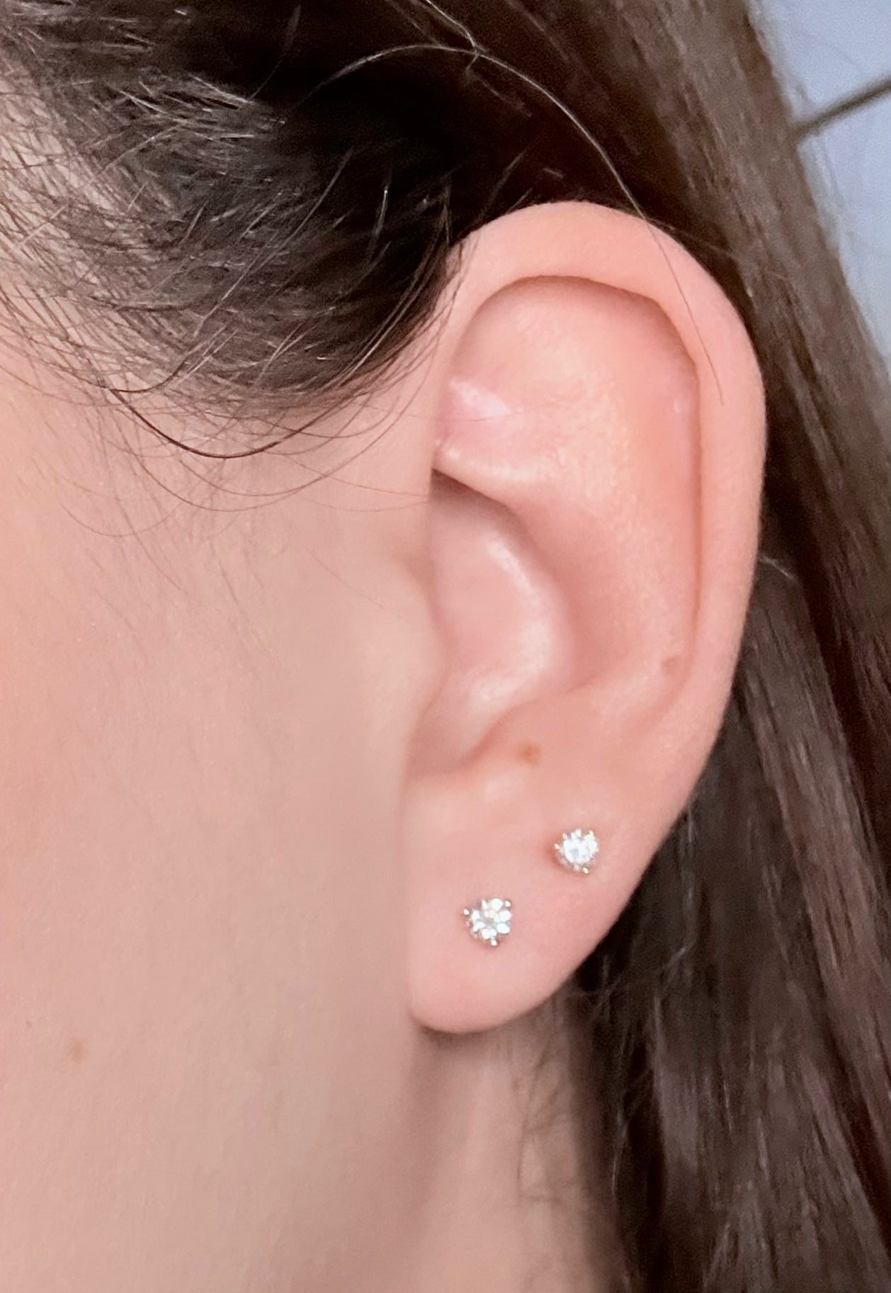 3 prong martini setting lab diamond earring studs
