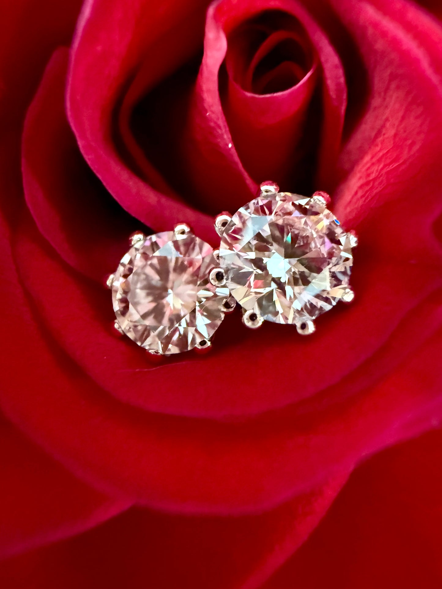 Round brilliant cut lab diamond studs .50 carat weight each totaling 1 Carat are cradled beautifully in an intricate 6 prong setting complementing the sparkling facets of a round diamond. This item is a must have staple. 14K white gold 14K rose gold 14K yellow gold. screw backs 