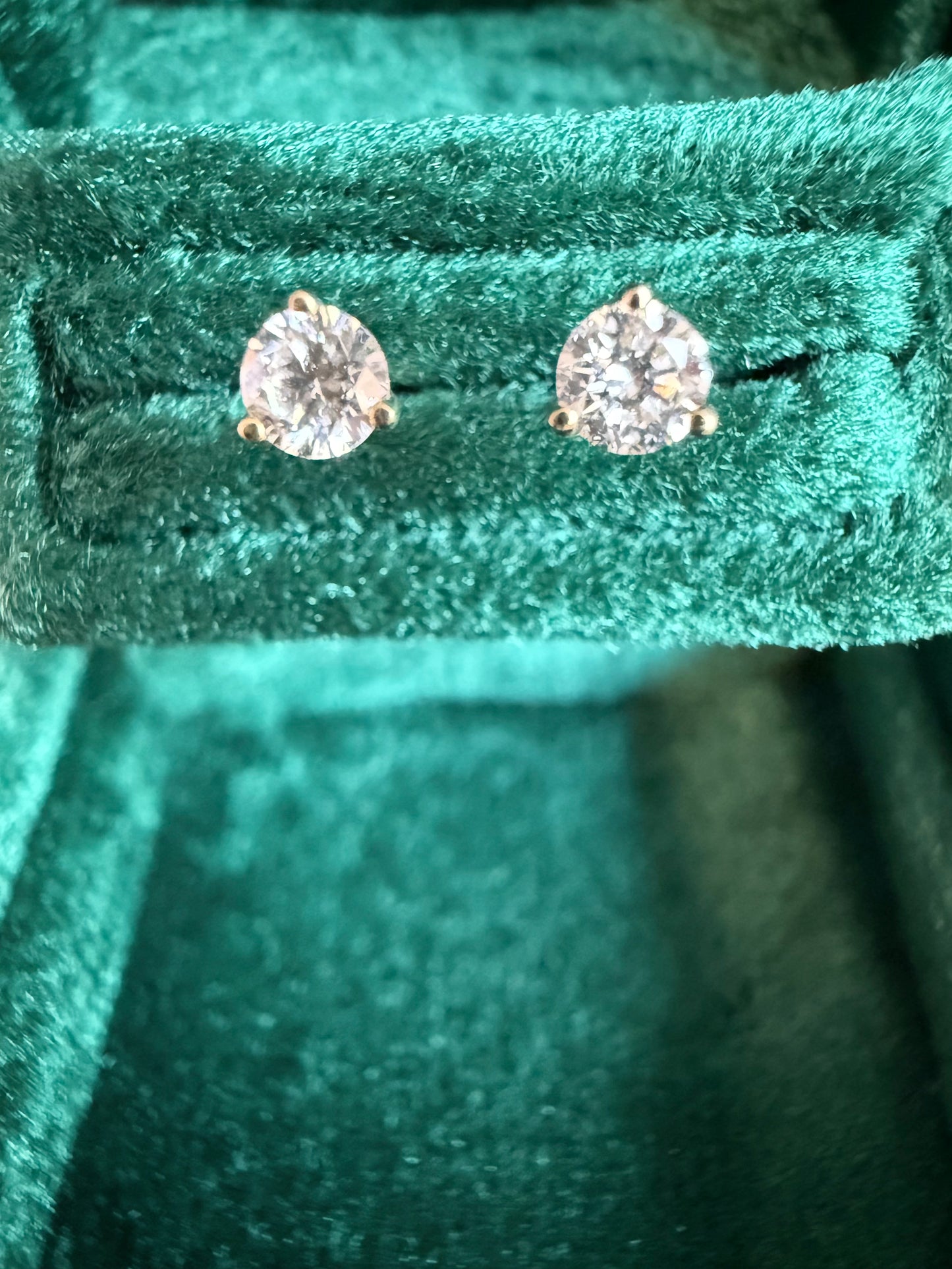 3 prong martini setting lab diamond earring studs