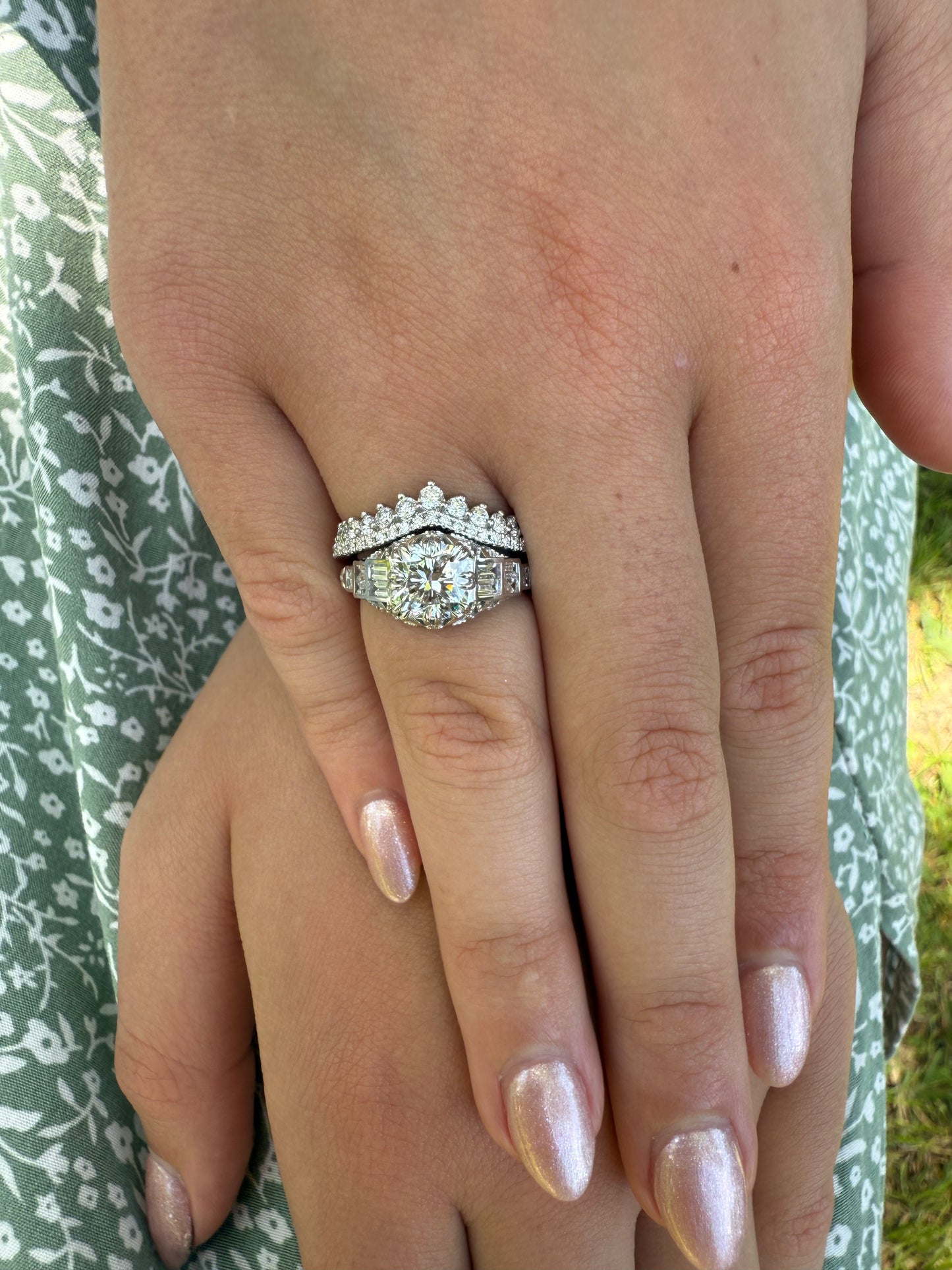 14K gold lab diamonds goddess curved wedding band 