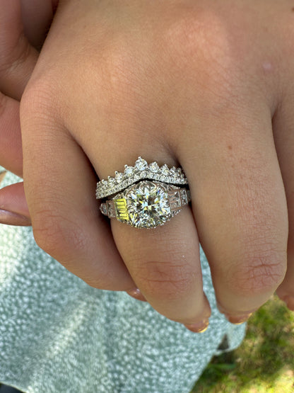 14K gold lab diamonds goddess curved wedding band 