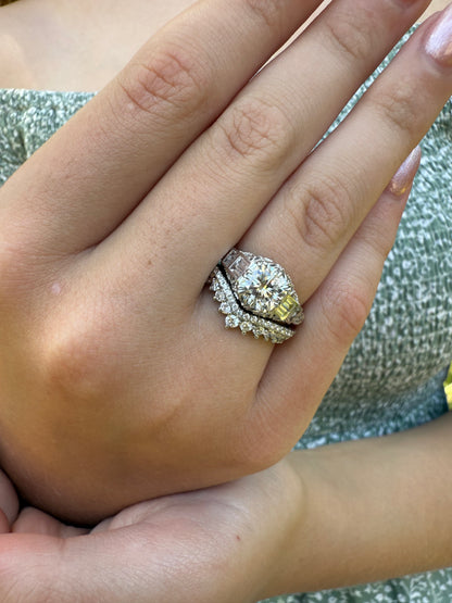 14K gold lab diamonds goddess curved wedding band 