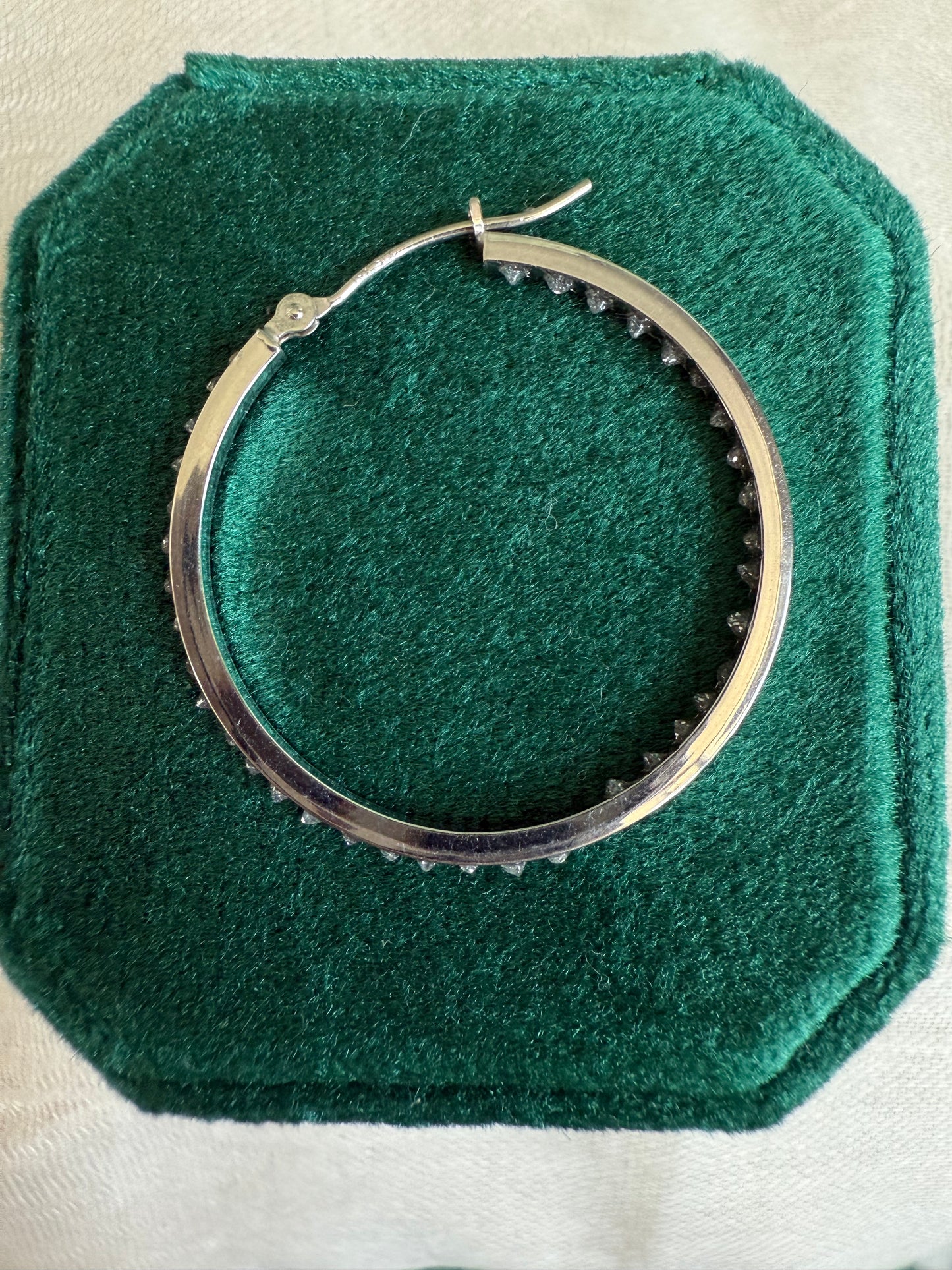 14K white gold lab diamond hoop earrings 