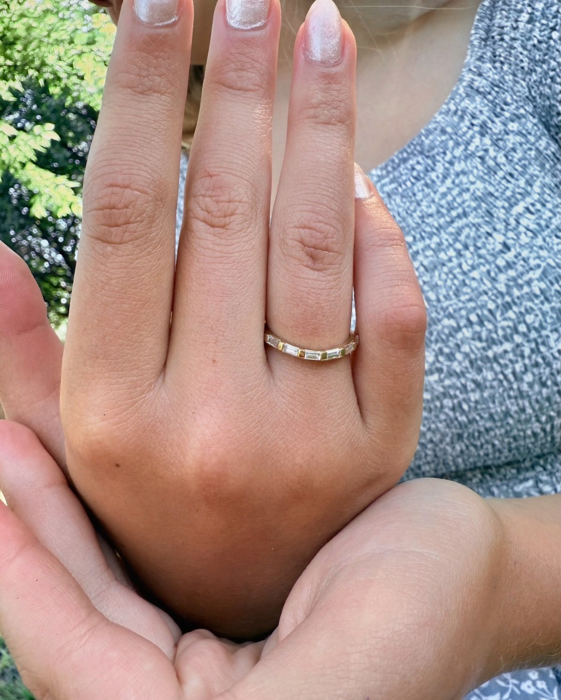 Rose, white and yellow gold. baguettes, antique, custom, unique, curved, wedding band, 14K gold