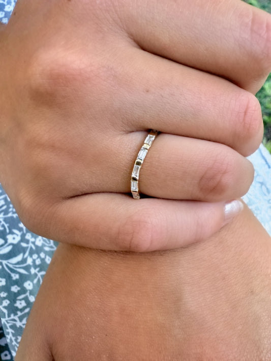 Rose, white and yellow gold. baguettes, antique, custom, unique, curved, wedding band, 14K gold  