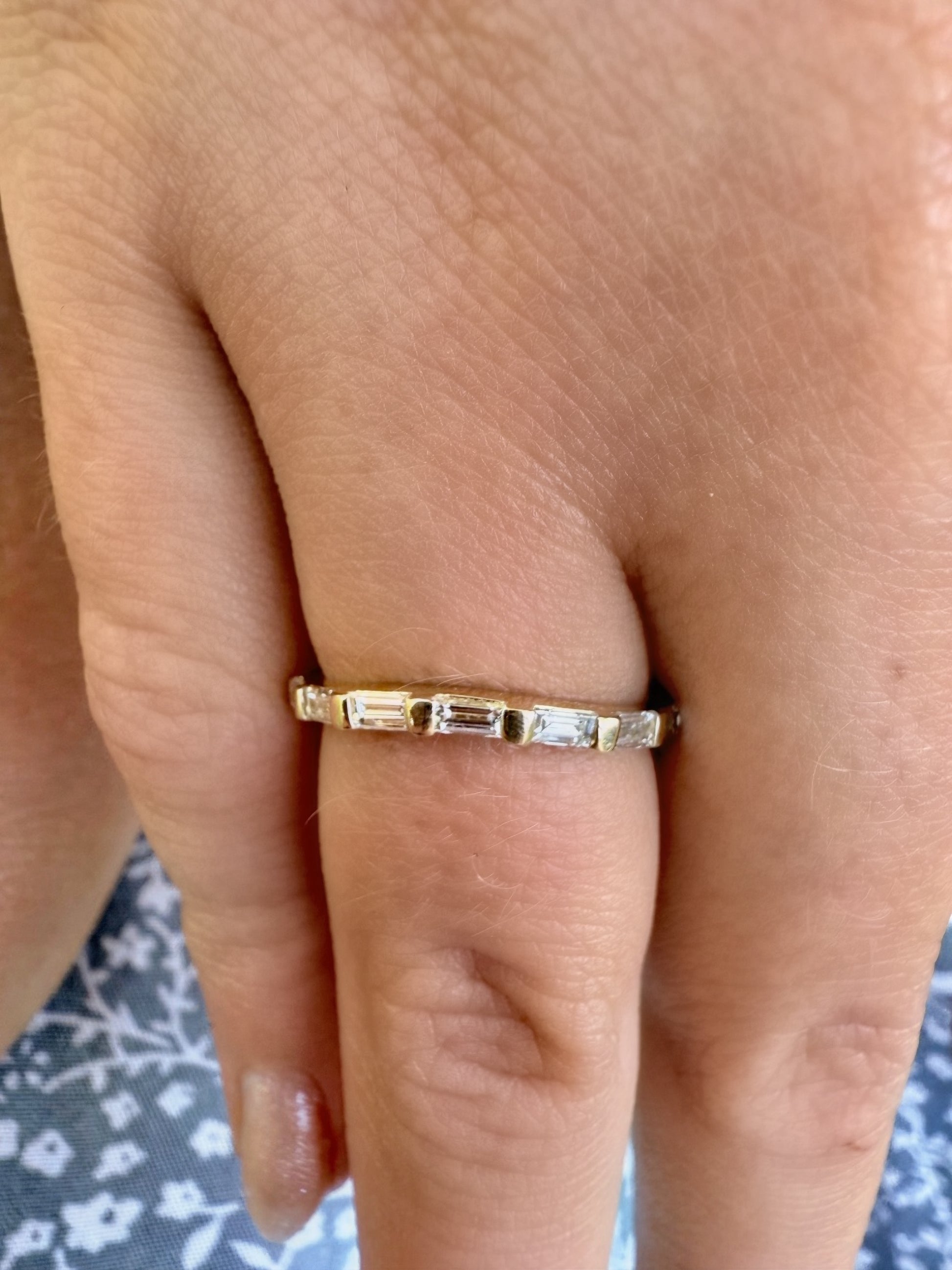 Rose, white and yellow gold. baguettes, antique, custom, unique, curved, wedding band, 14K gold