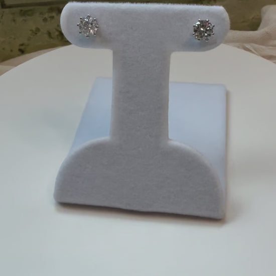 Round brilliant cut lab diamond studs .50 carat weight each totaling 1 Carat are cradled beautifully in an intricate 6 prong setting complementing the sparkling facets of a round diamond. This item is a must have staple. 14K white gold 14K rose gold 14K yellow gold. screw backs 