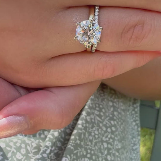 14K gold pave cured wedding band simplistic 