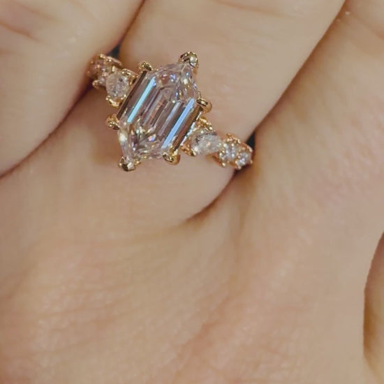 Lab Hexagon Diamonds 14K rose gold white gold yellow gold made to order unique step cut 