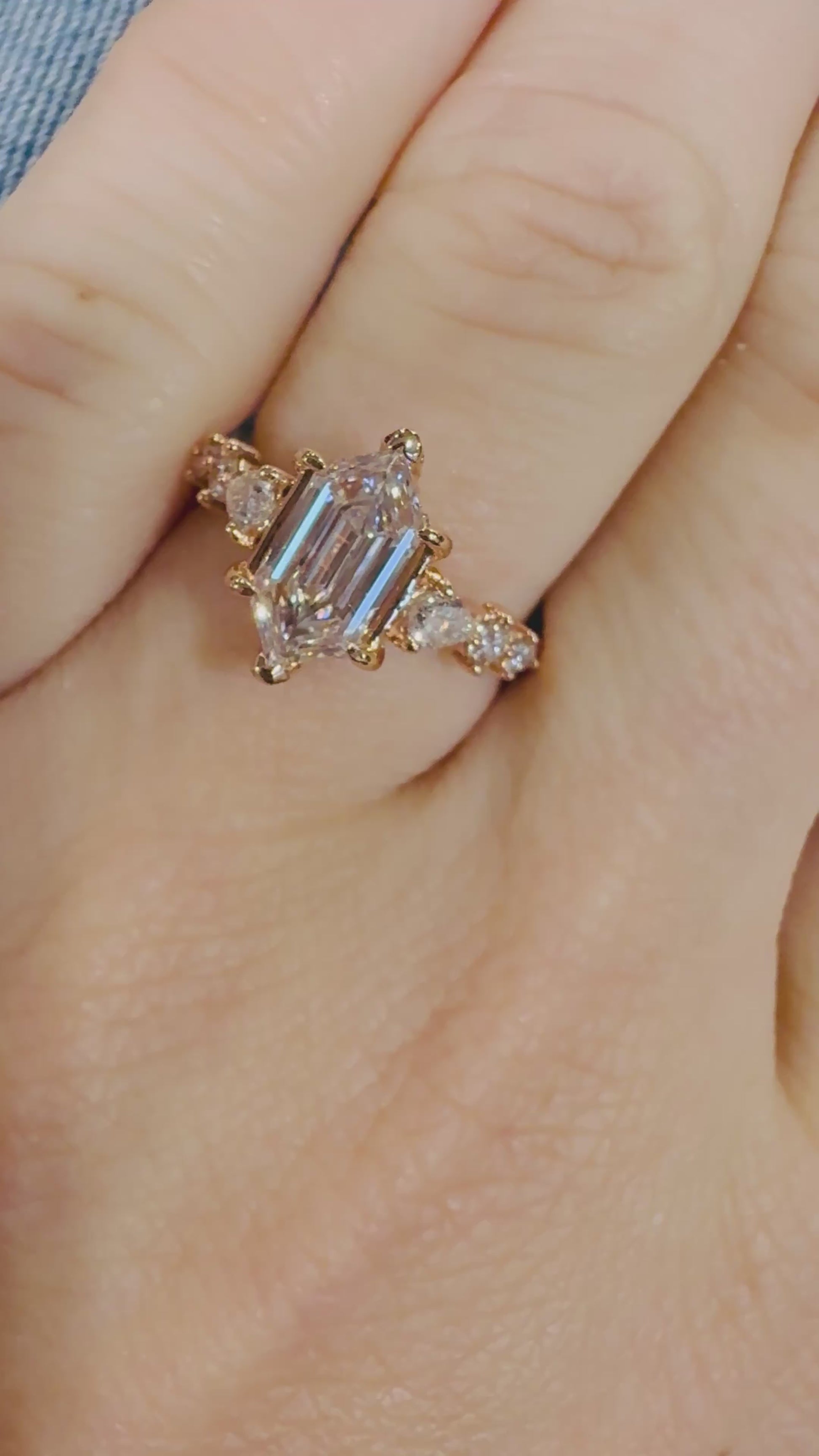 Lab Hexagon Diamonds 14K rose gold white gold yellow gold made to order unique step cut 