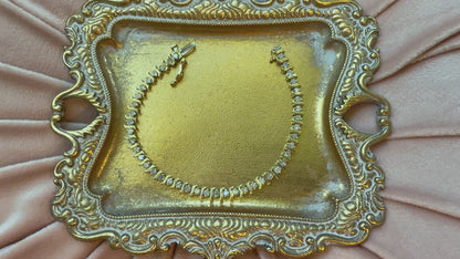 Vintage diamond tennis bracelet 14K yellow gold lab diamonds art deco unique elegant round diamonds sparkle feminine 