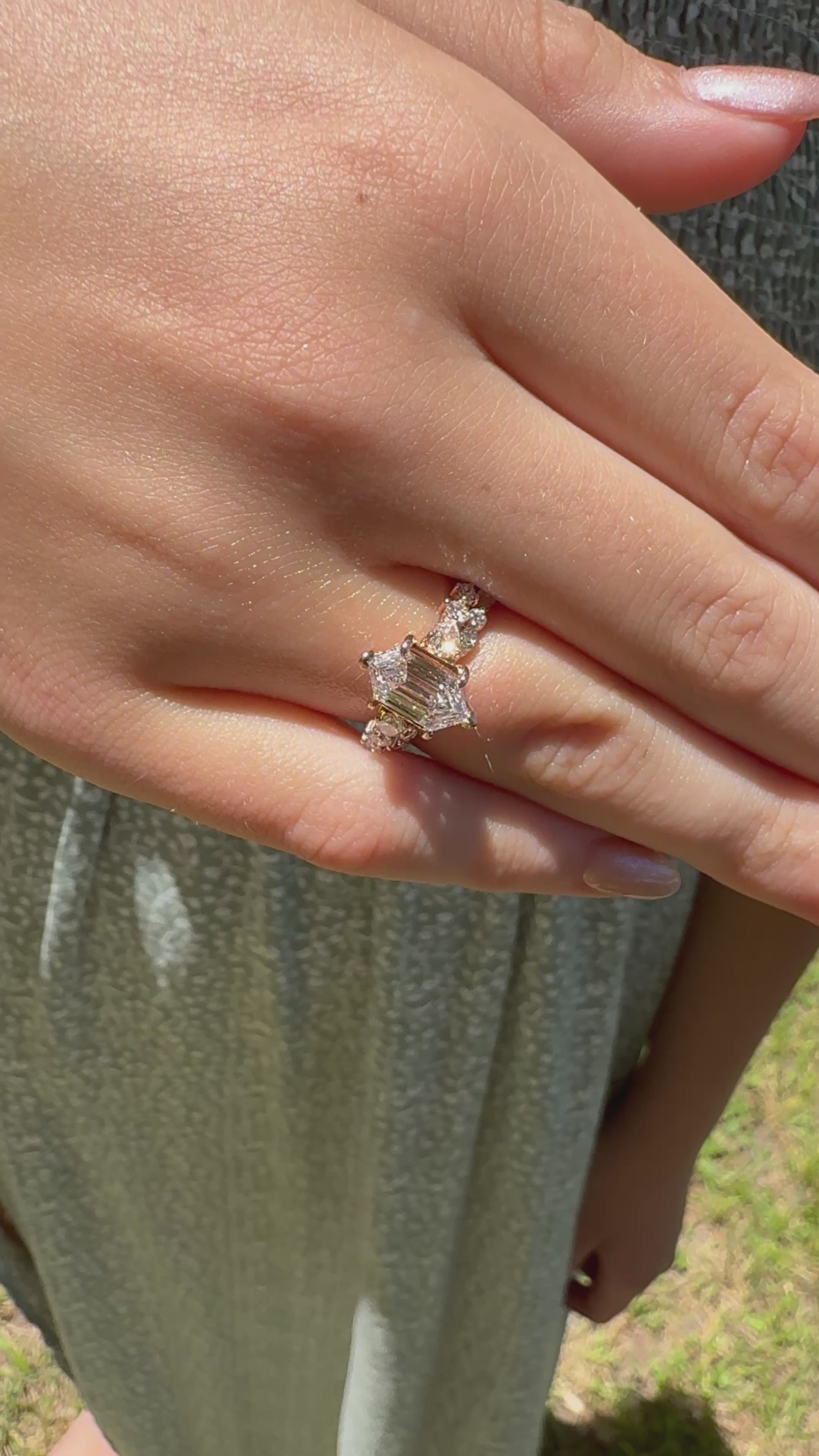 14K gold open gap design wedding band lab diamonds eco friendly vintage chic marquise diamonds unique stacking band 