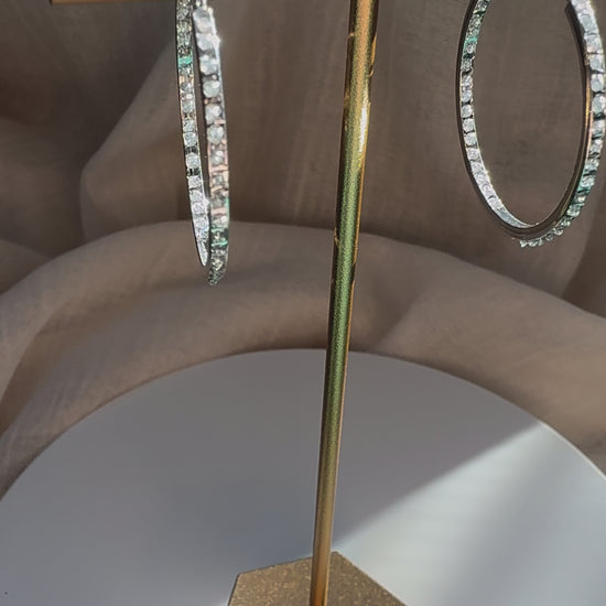 14K white gold lab diamond hoop earrings 