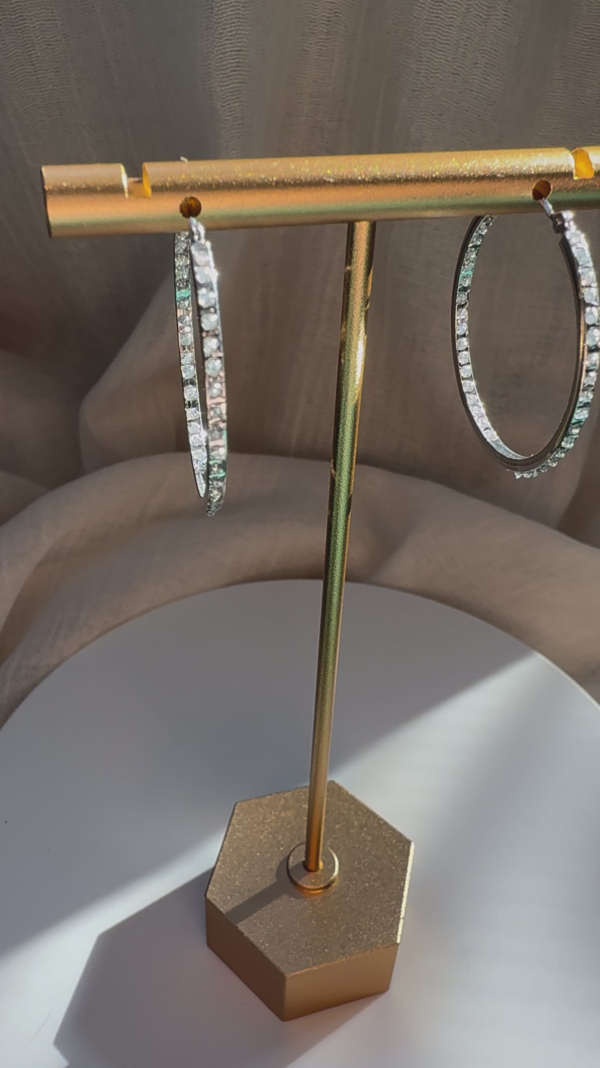 14K white gold lab diamond hoop earrings 